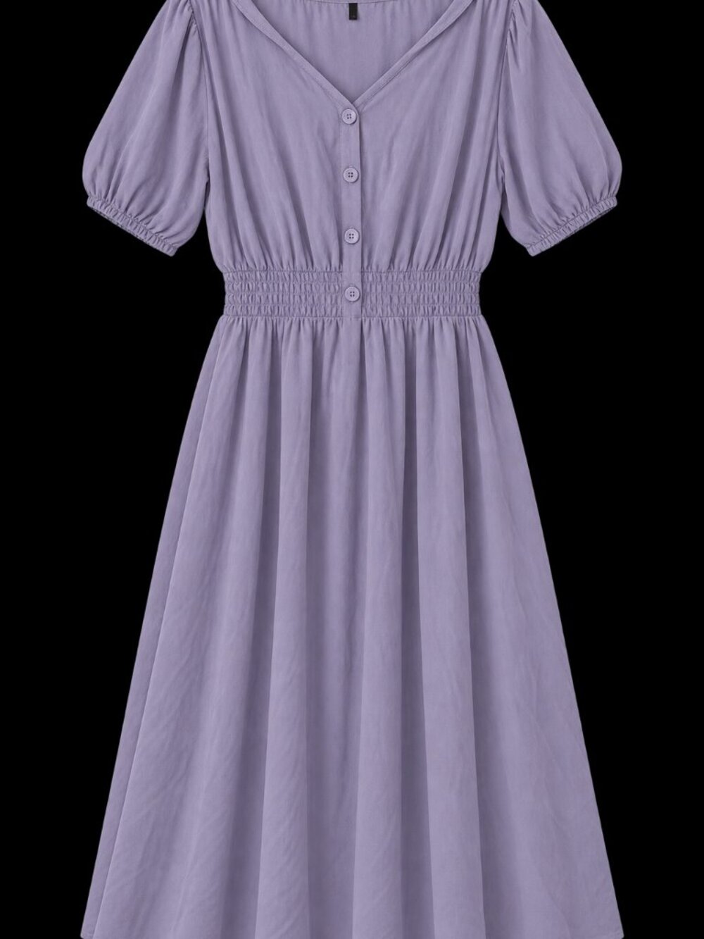 Lilac V-Neck Button Front Midi Dress